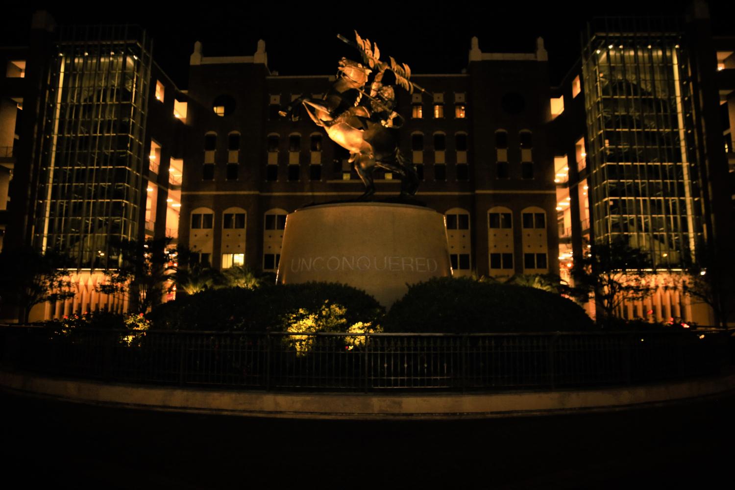 "The Unconquered statue in front of the FSU Stadium"